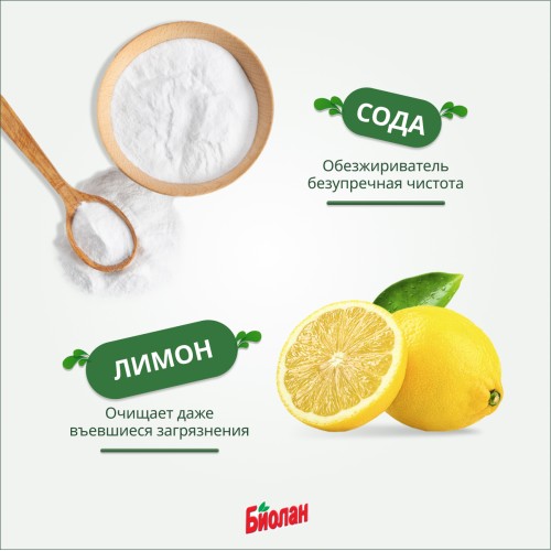 Средство для мытья посуды Биолан Актив Био Сода+сок лимона 4800 гр.